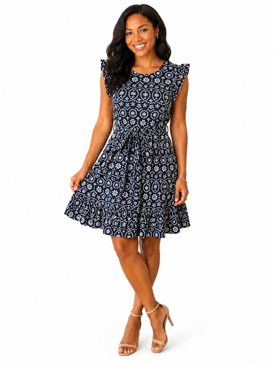 kate spade Dresses & Skirts - NWOT Kate Spade Navy Floral Ruffle Tie-Detail Mini Dress